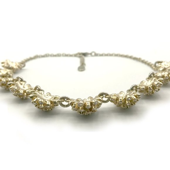 Vintage Ann Taylor Rhinestone Flower Necklace - Picture 5 of 10